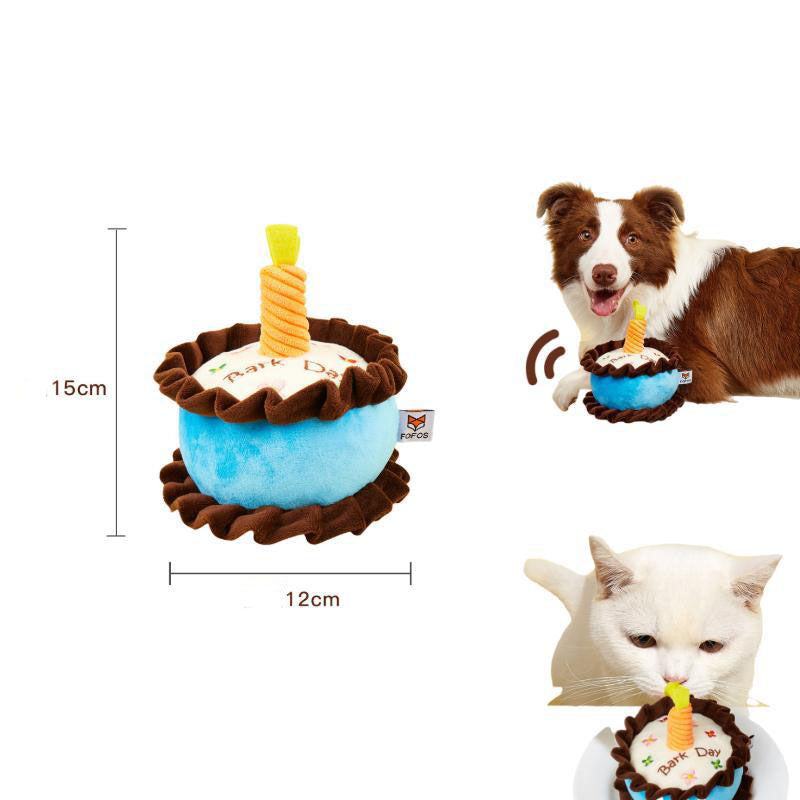 Birthday Cake Squeaky Toy with Dog or Cat Options