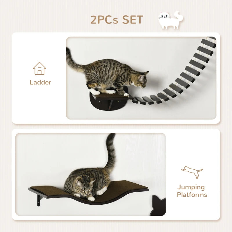 Wall-Mounted Climbing Cat Activity Center with Hammock