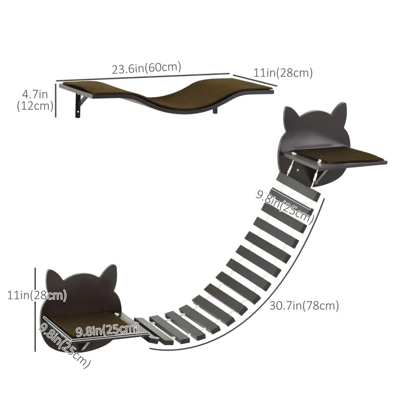 Wall-Mounted Climbing Cat Activity Center with Hammock