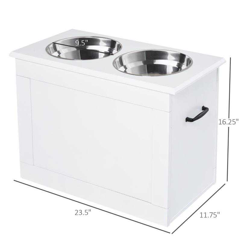 Modern Elevated Pet Feeder with Storage by PawHut