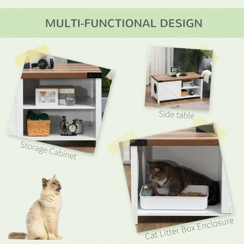Dual Purpose Litter Box or Cat Bed Enclosure with Sliding Door