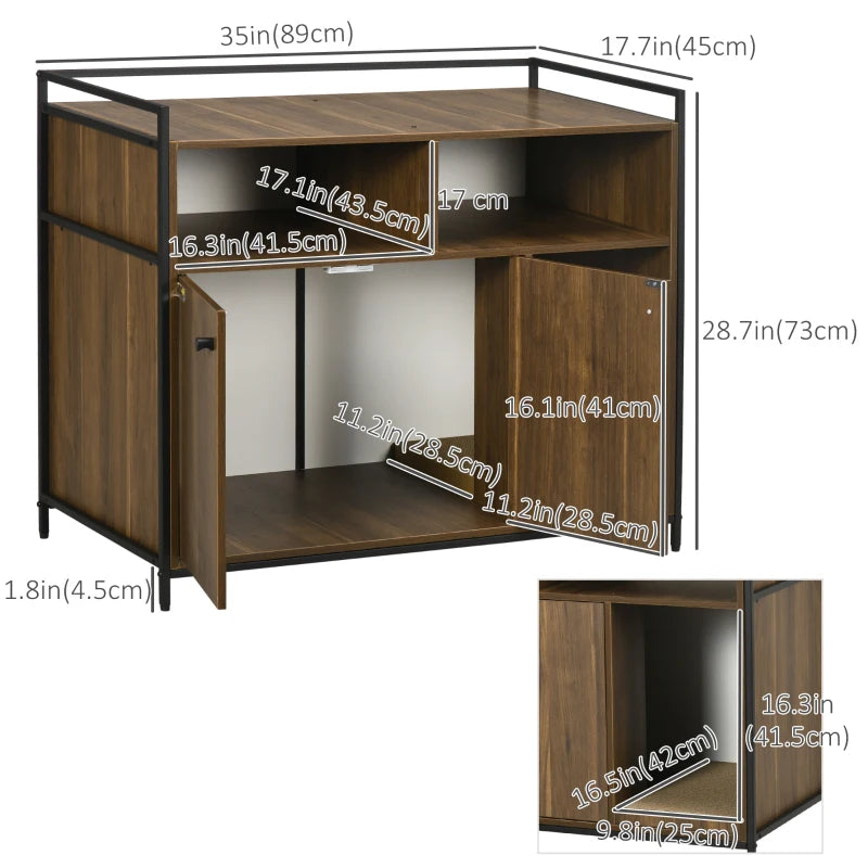 Modern Cat Litter Box Enclosure with Storage Shelves