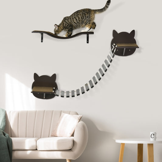 Wall-Mounted Climbing Cat Activity Center with Hammock