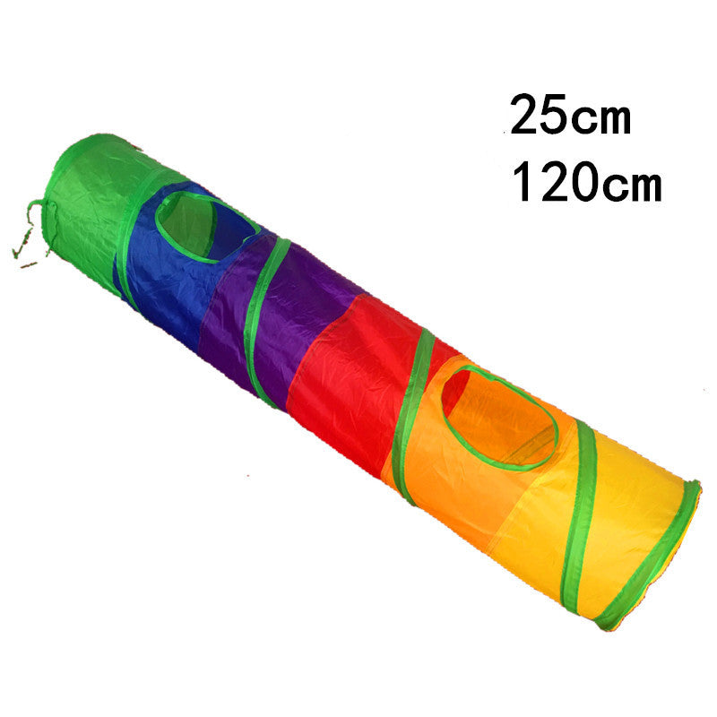 Rainbow Folding Cat Tunnel Enrichment Toy Enrichment Cat Toy - InspirationIncluded