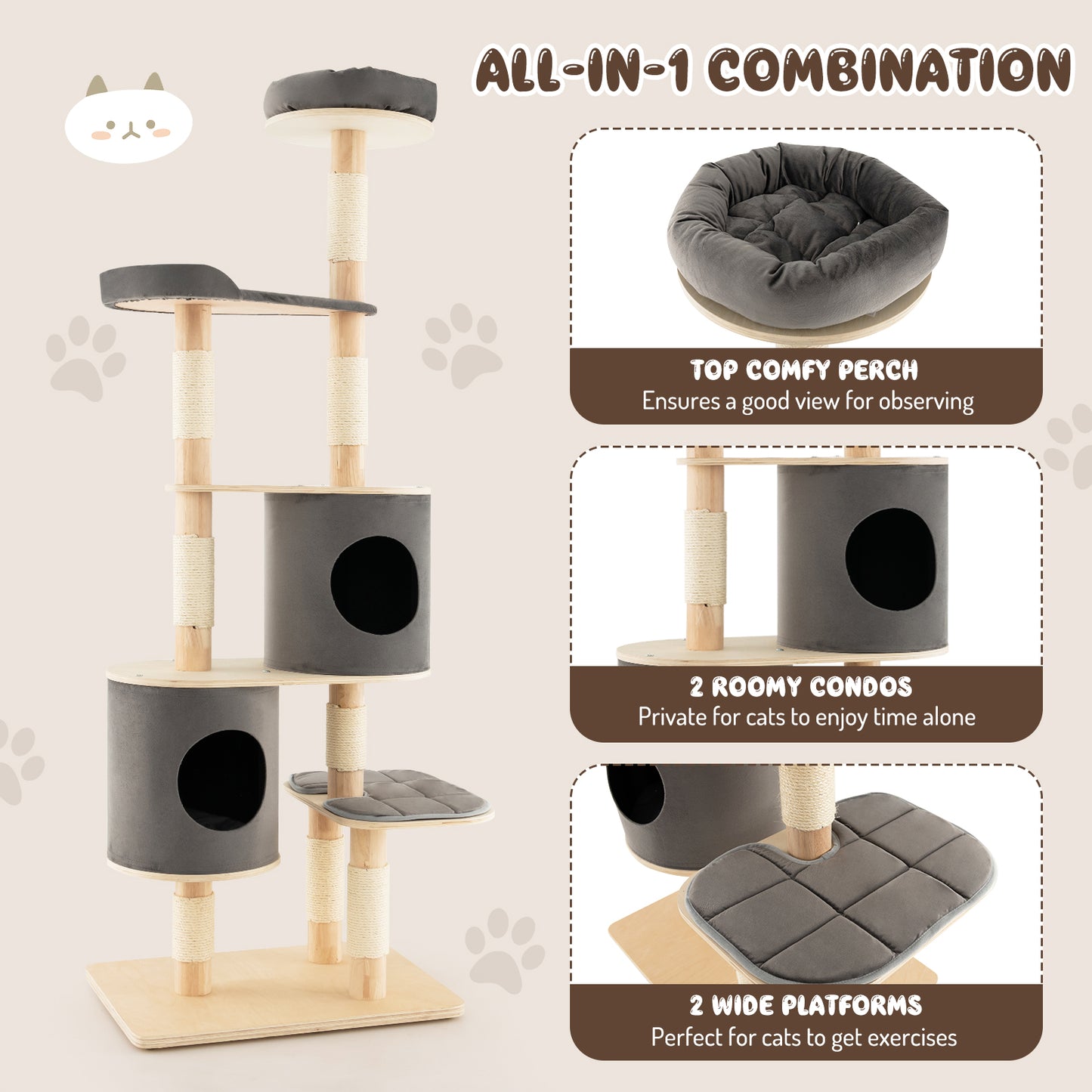 The Vanderbilt - Cat Tree - Removable Condos