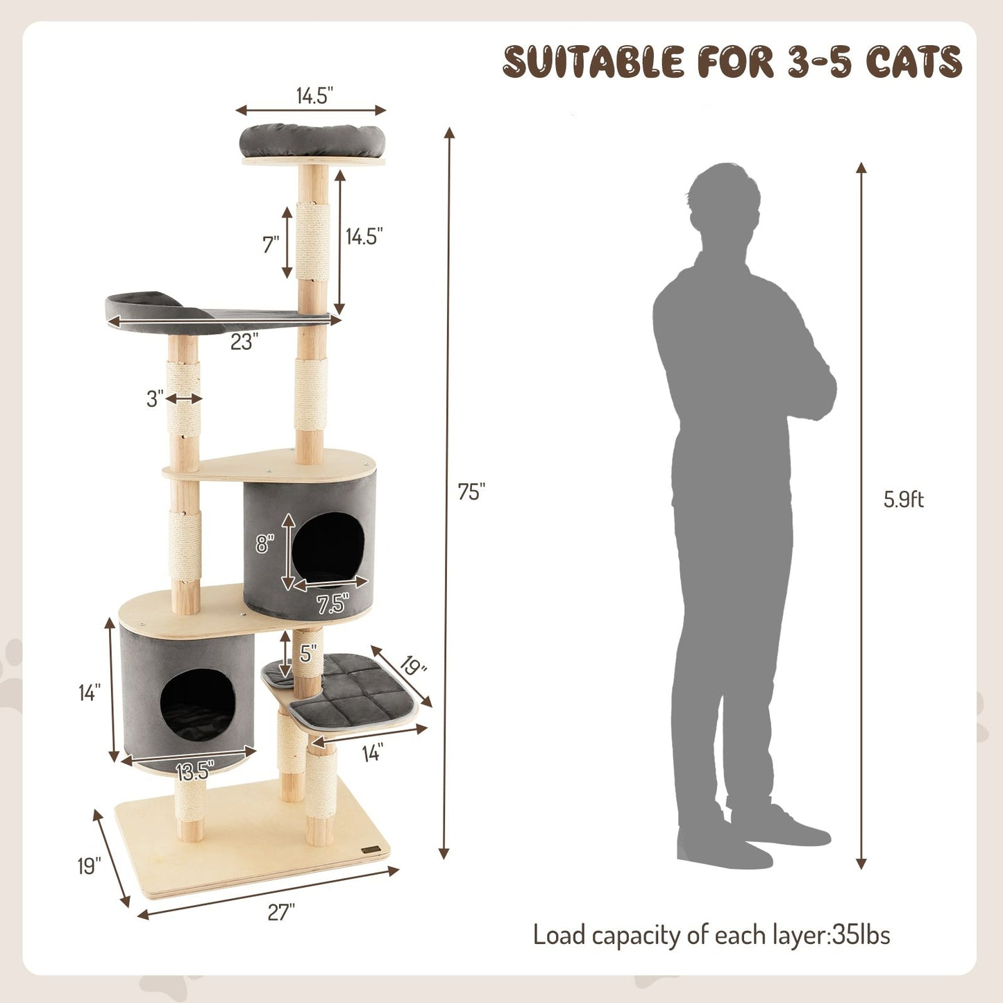 The Vanderbilt - Cat Tree - Removable Condos