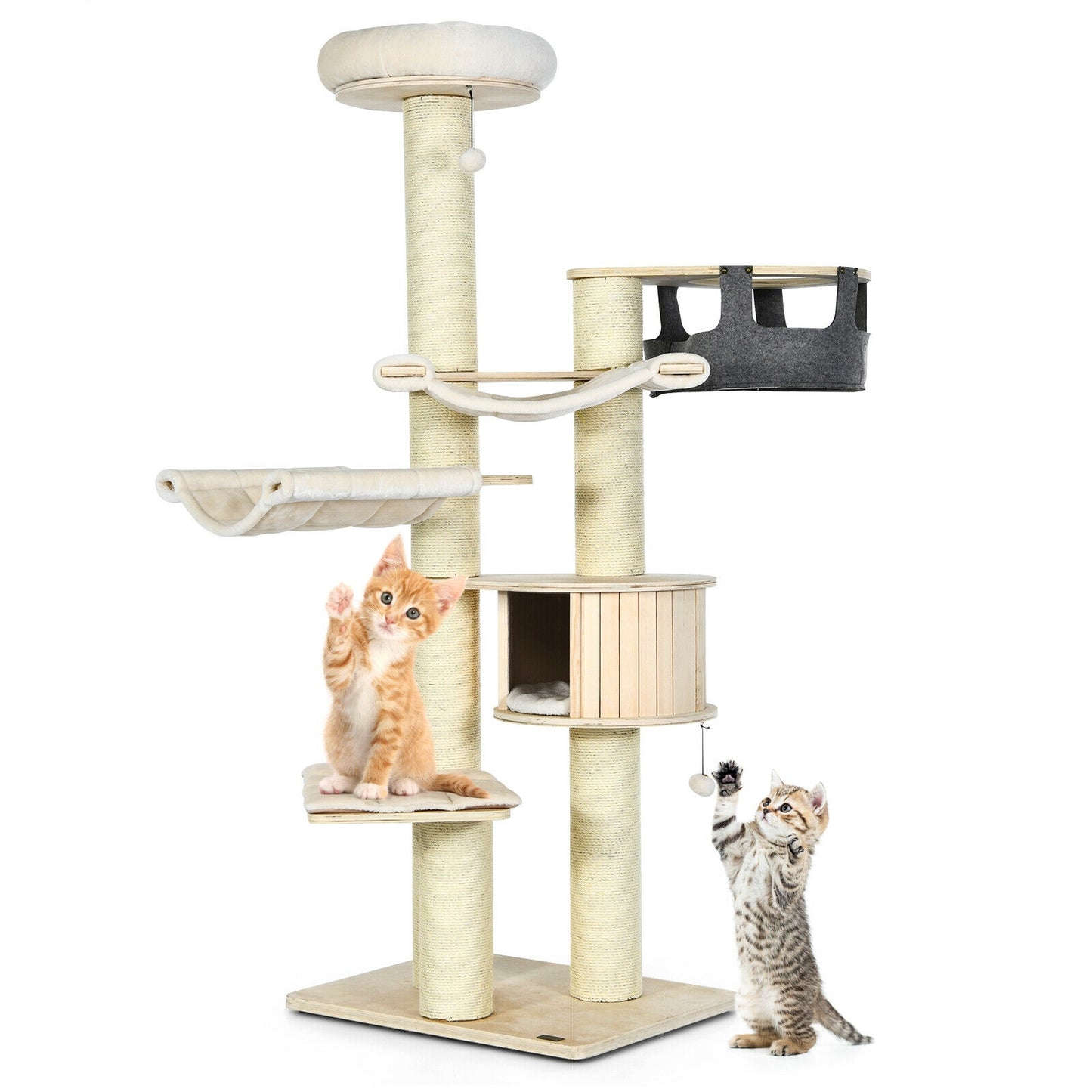 77.5-Inch Cat Tree Condo Activity Tower with Extra Thick Sisal Posts