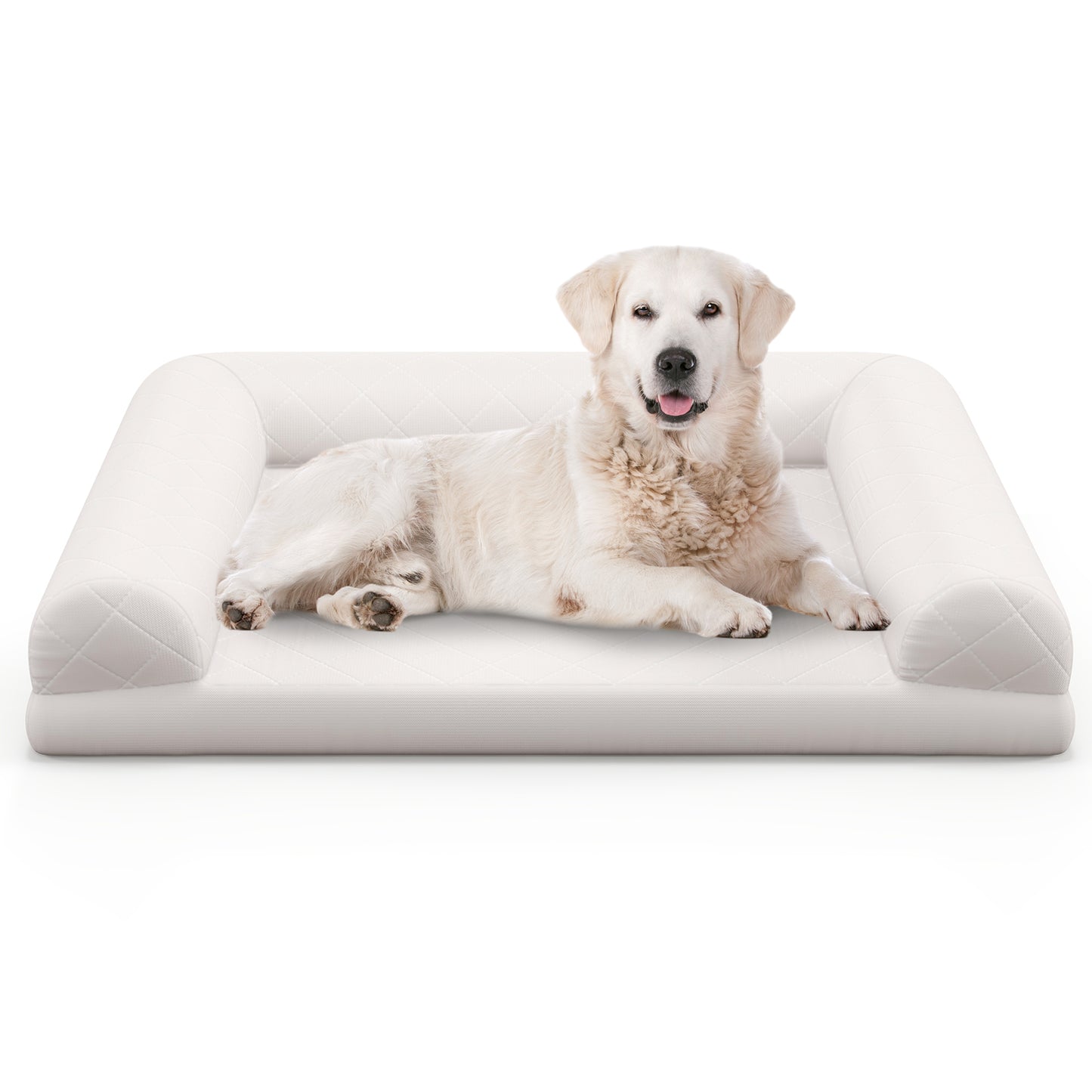Orthopedic Dog Crate Bed with 3-Side Bolster - Light Beige