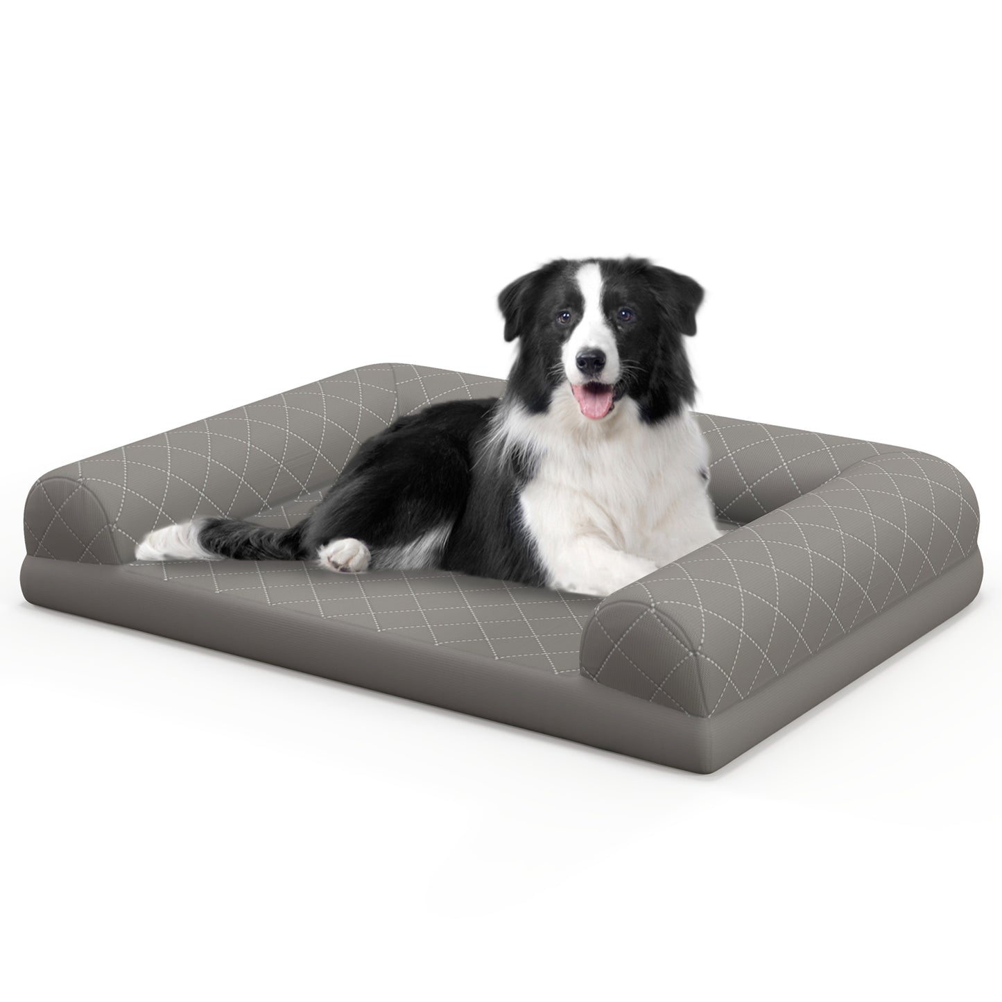 Orthopedic Dog Crate Bed with 3-Side Bolster and Removable Cover
