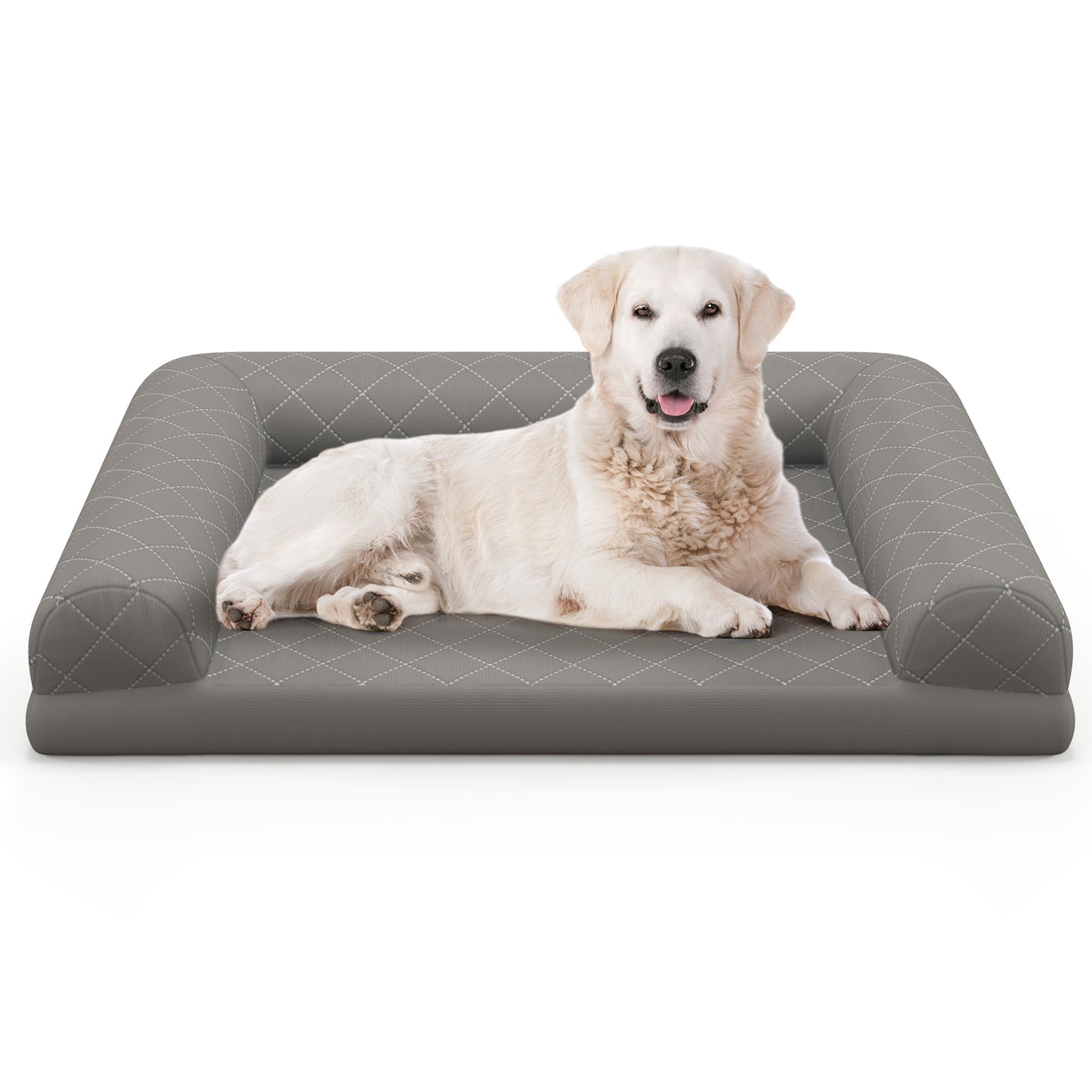 Orthopedic Dog Crate Bed with 3-Side Bolster and Removable Cover