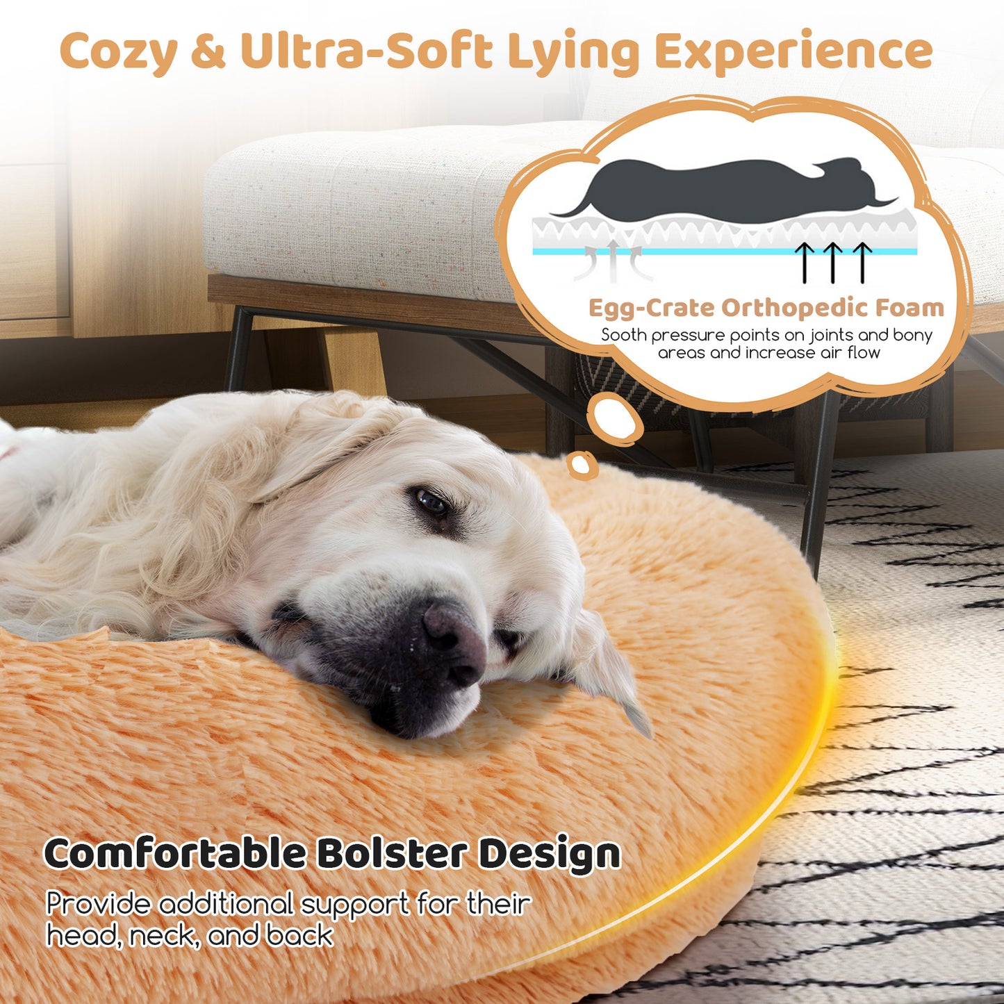 Washable Fluffy Human Dog Bed with Blanket and Pillow