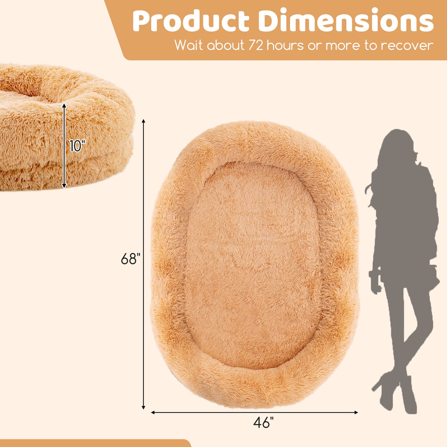 Washable Fluffy Human Dog Bed with Blanket and Pillow