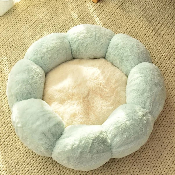 Plush Velvet Thick Round Flower Pet Nest Bed 40-60cm Plush Pet Bed - InspirationIncluded