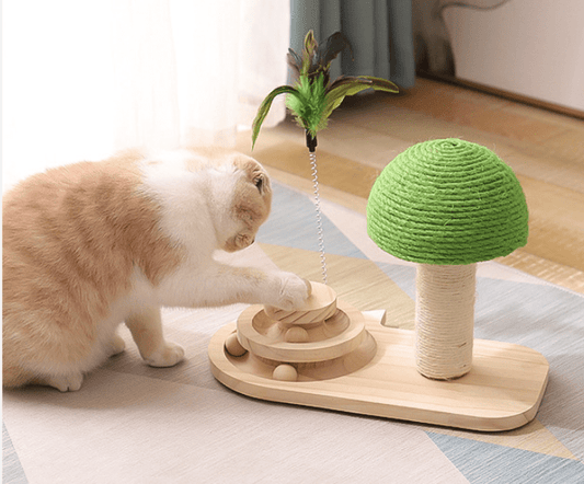 2 in 1 Sisal Cat Toy and Scratching Post For Active Play