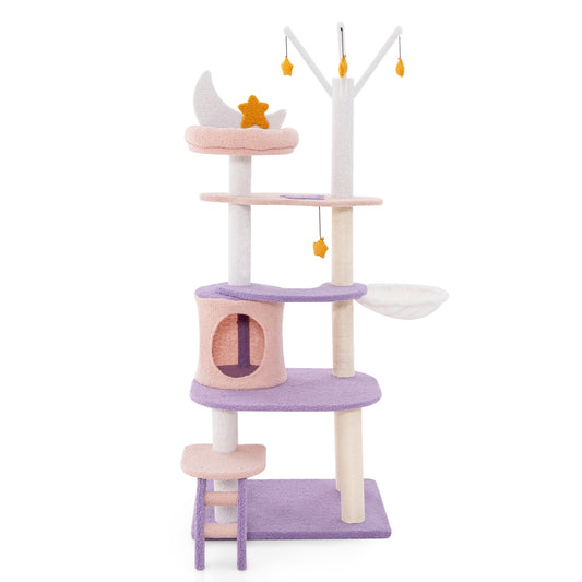 Stars and Moon - Cat Tower - Teddy Fleece