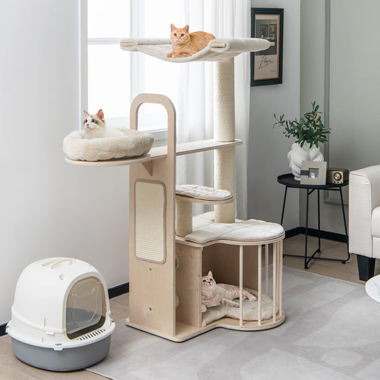 The Catarina - Cat Tree - With Built-in Self-Grooming Brush