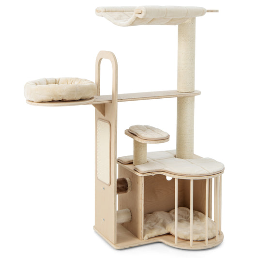 The Catarina - Cat Tree - With Built-in Self-Grooming Brush