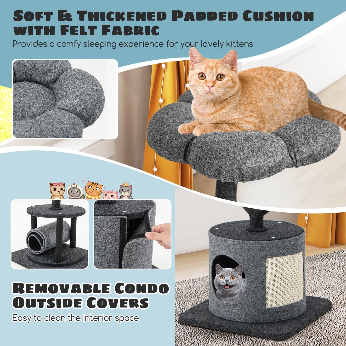 The Snuggler - Cat Tree - Y-shaped Metal Frame