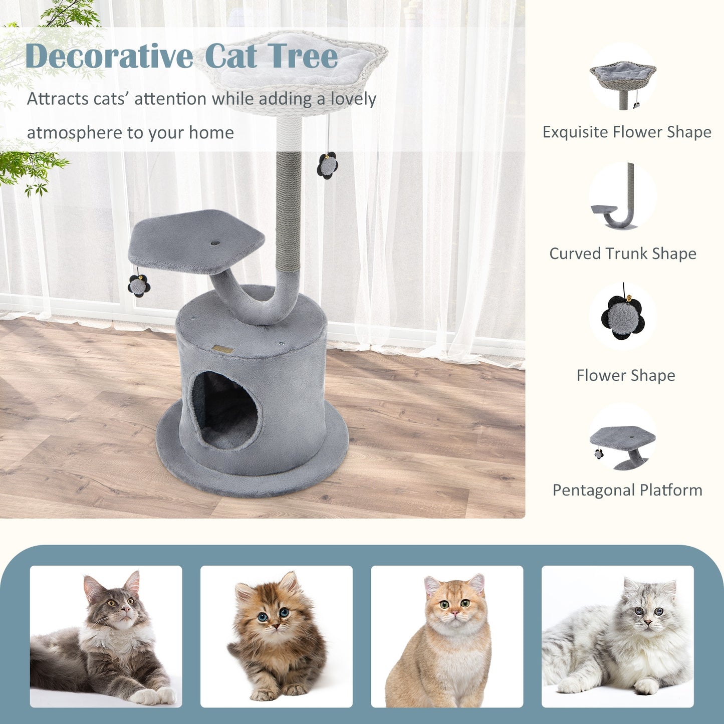 The Serenity - Cat Tower - Curved Metal Frame