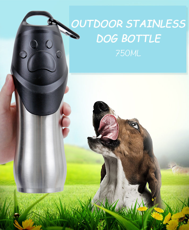 Stainless Steel Portable Pet Drinking Bottle 350-750ml