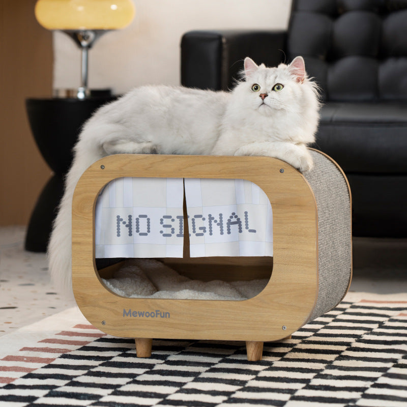 Retro TV Cabinet Cat House and Scratcher