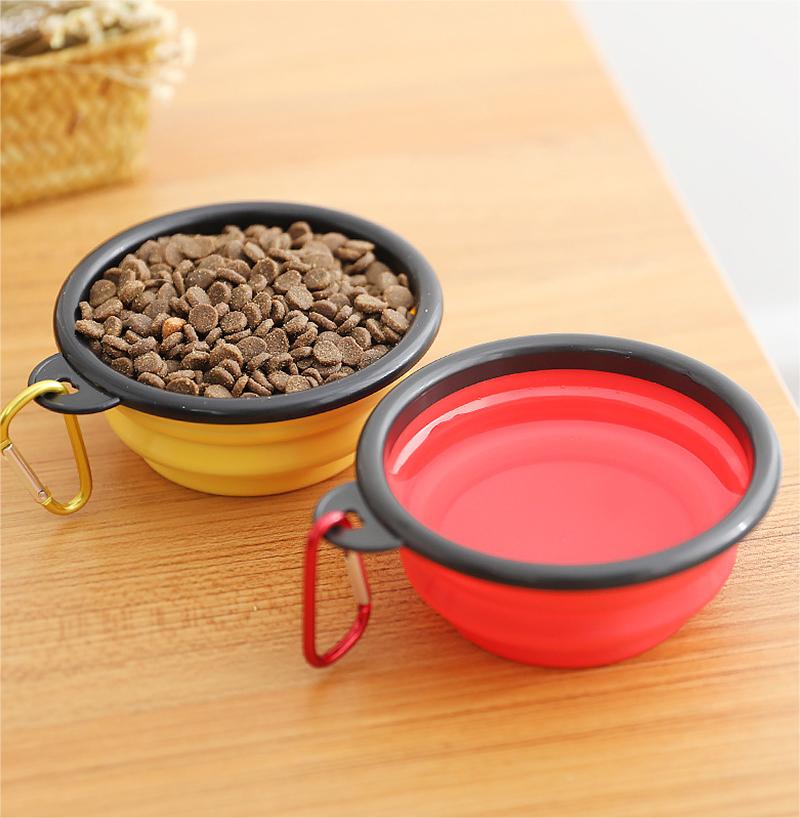 Folding Pet Bowl for Food and Water With Clip-on Design