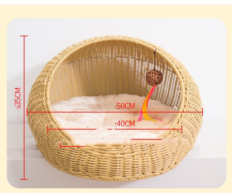 Rattan Nest with Cushion for Modern Pet Parents