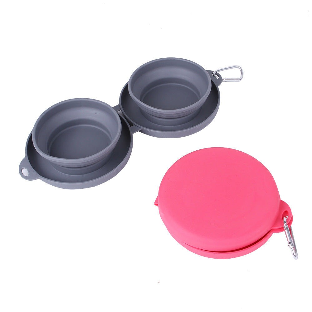 Foldable Double Pet Bowl For Easy Outings