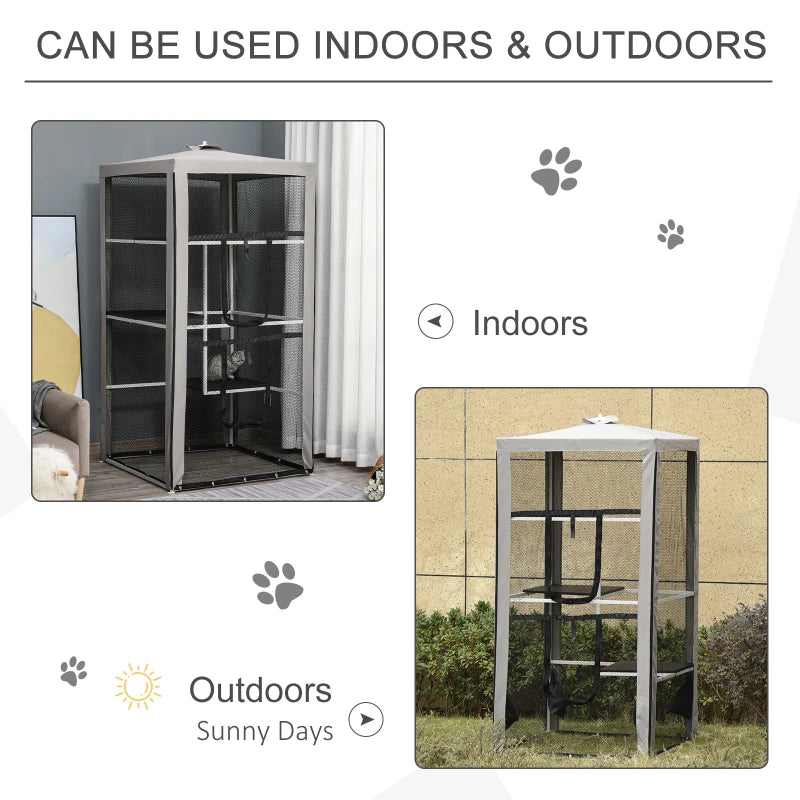 Portable Outdoor Cat Enclosure Catio with Door and 3 Platforms