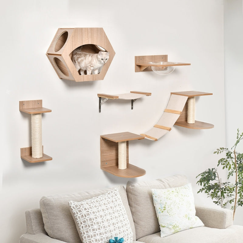 5 Piece Wall-Mounted Cat Activity Centre