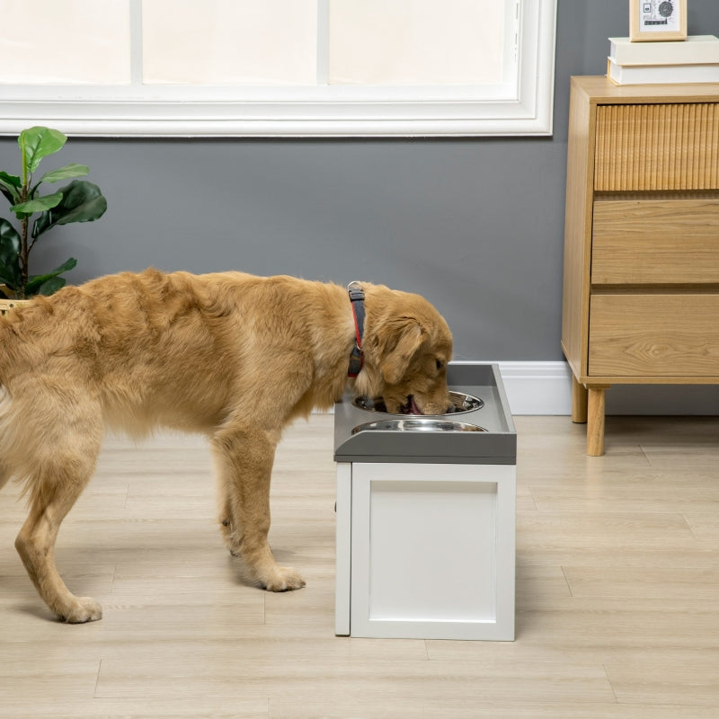 Elevated Stainless Steel Dog Feeder with Built-in Storage