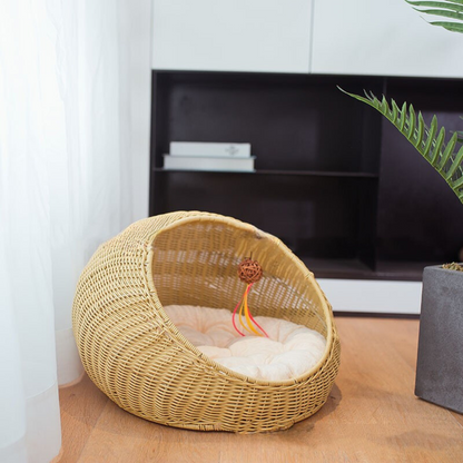 Rattan Nest with Cushion for Modern Pet Parents