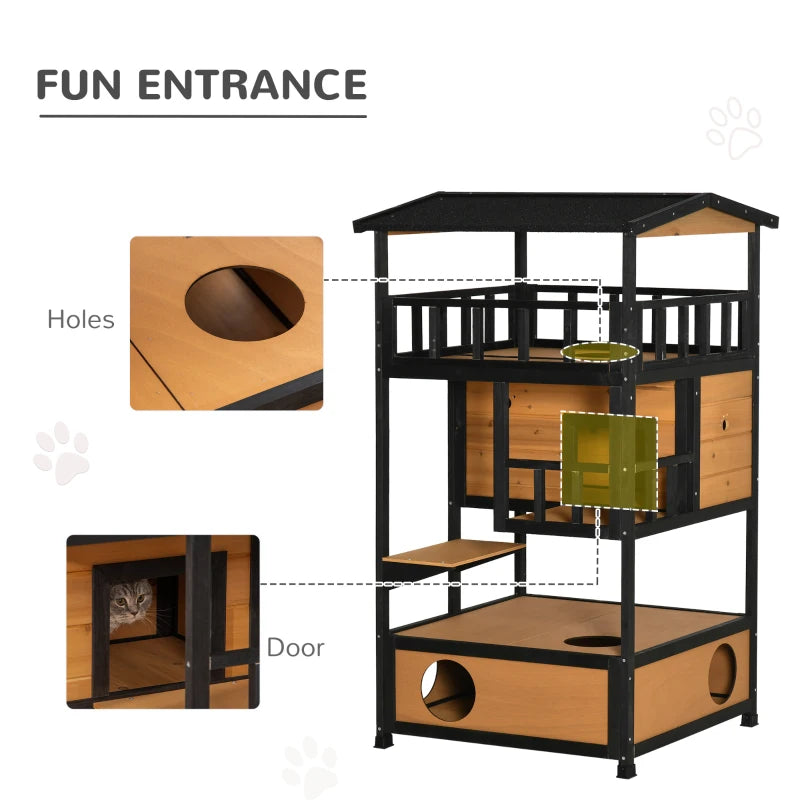 The Retreat - Outdoor Cat House - Natural Wood