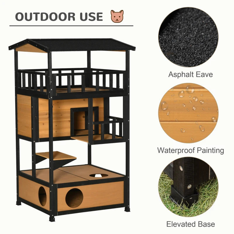 The Retreat - Outdoor Cat House - Natural Wood