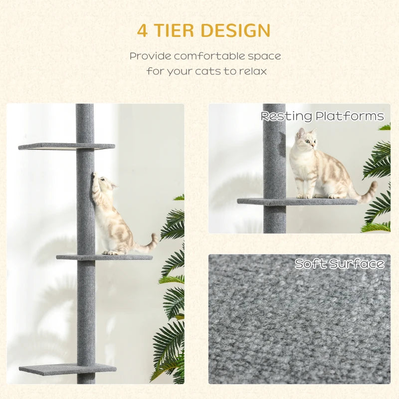 Floor To Ceiling Cat Tree Tower With 3 Perches