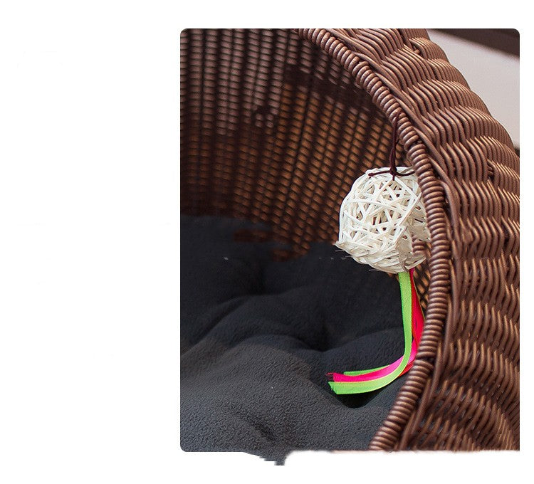 Rattan Nest with Cushion for Modern Pet Parents