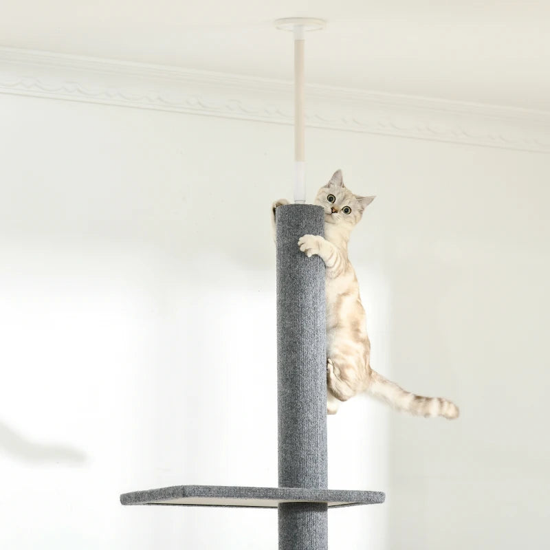 Floor To Ceiling Cat Tree Tower With 3 Perches