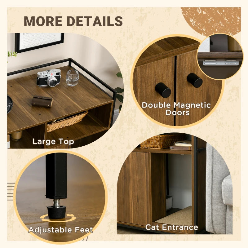 Modern Cat Litter Box Enclosure with Storage Shelves