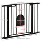 PawHut 30"-41" Extra Wide Pet Gate Barrier with Cat Door and Auto Close