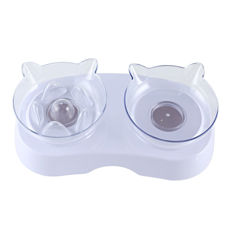 Elevated Double Bowl With Slow Feeding Side and Smooth Side Elevated pet bowl - InspirationIncluded