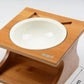 Single Elevated Pet Bowl With Cervical Angle on Solid Wood Stand - InspirationIncluded