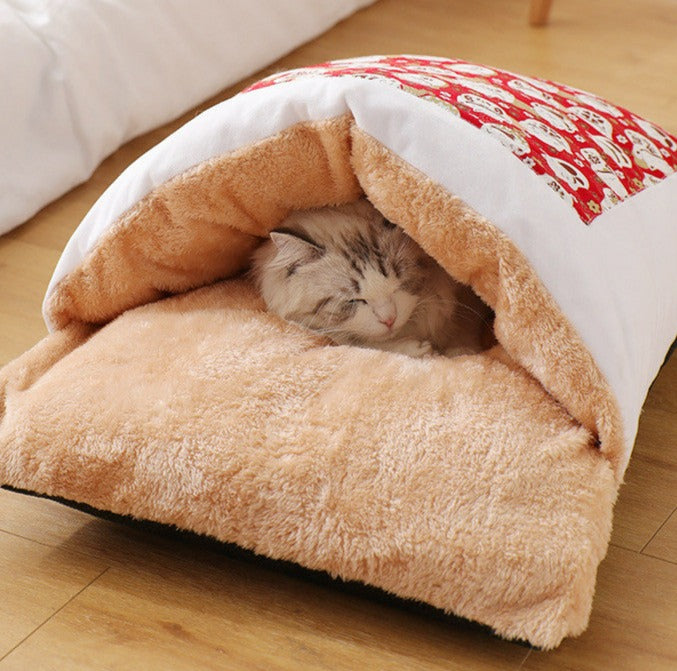 Cat Sleeping Bag - Japanese Style, 3 sizes Japanese pet bed - InspirationIncluded