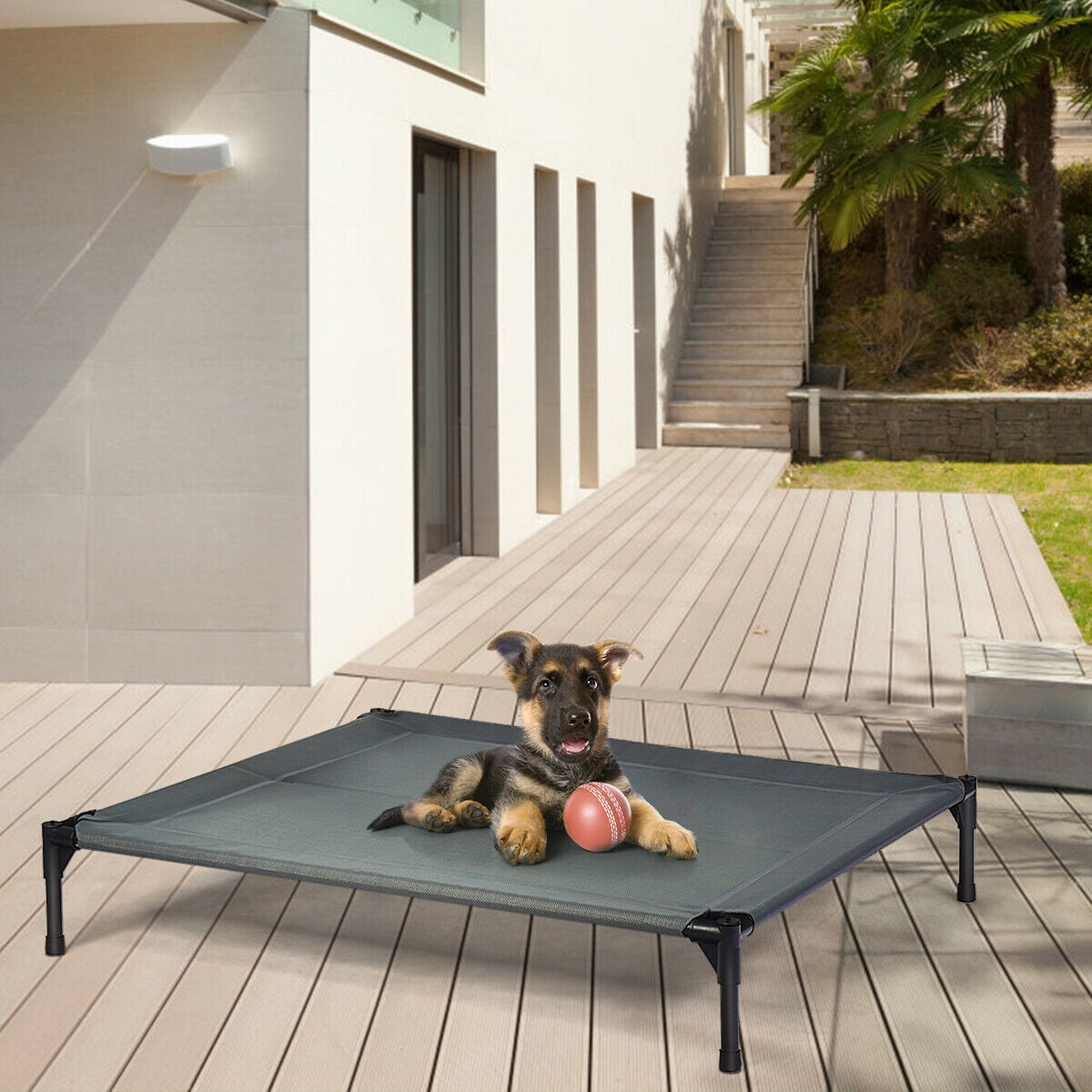 Elevated Outdoor Pet Bed with Removable Canopy Shade-42 Inch
