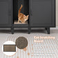 2-Door Cat Litter Box Enclosure with Winding Entry and Scratching Board-Black