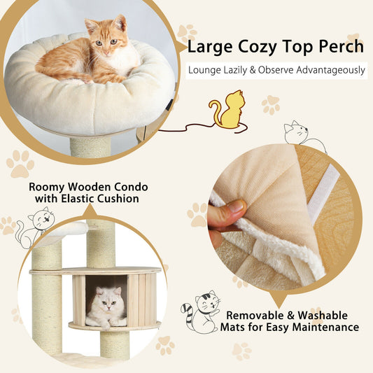 77.5-Inch Cat Tree Condo Activity Tower with Extra Thick Sisal Posts