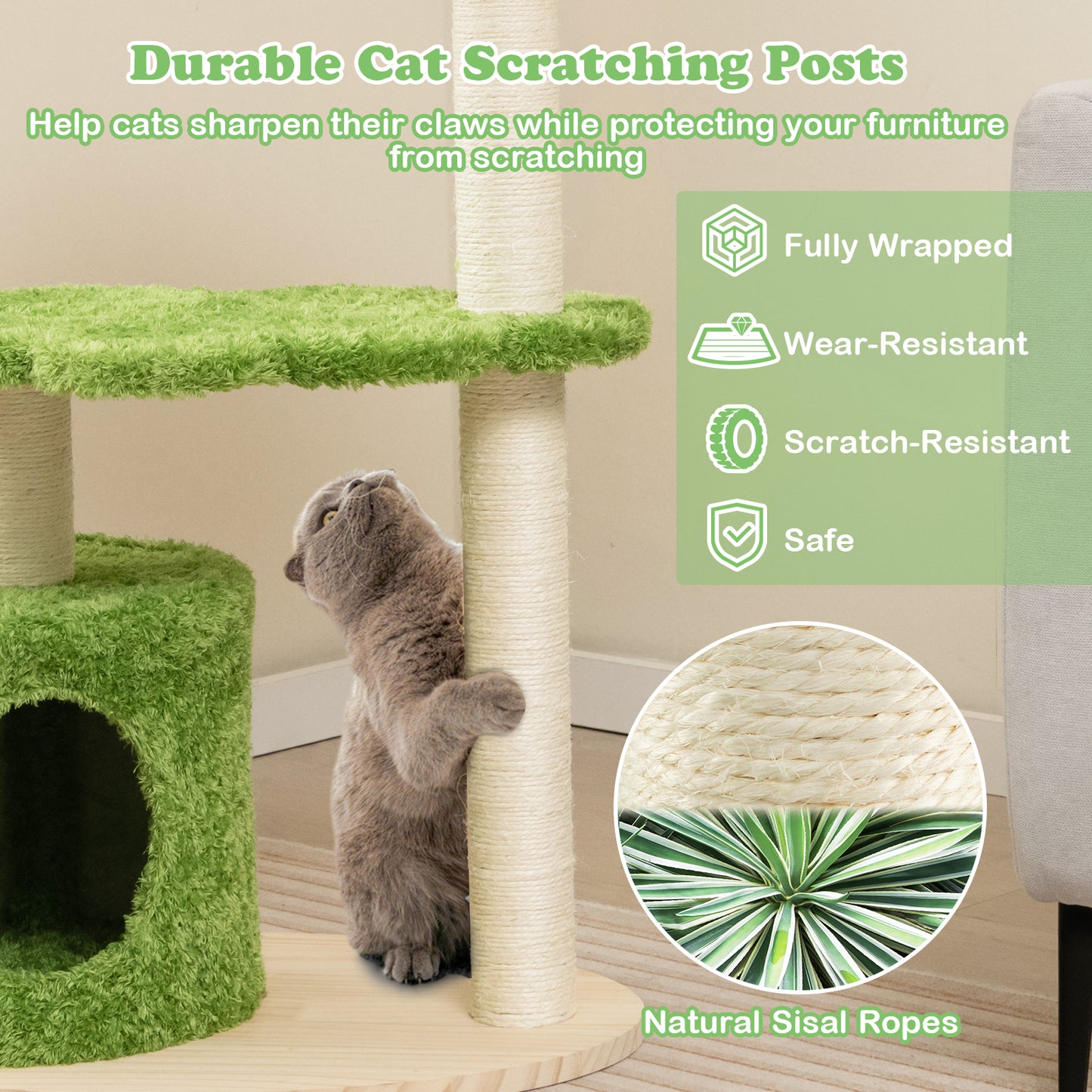 The Cedars - Cat Tree - Fully Wrapped Sisal Scratching Posts