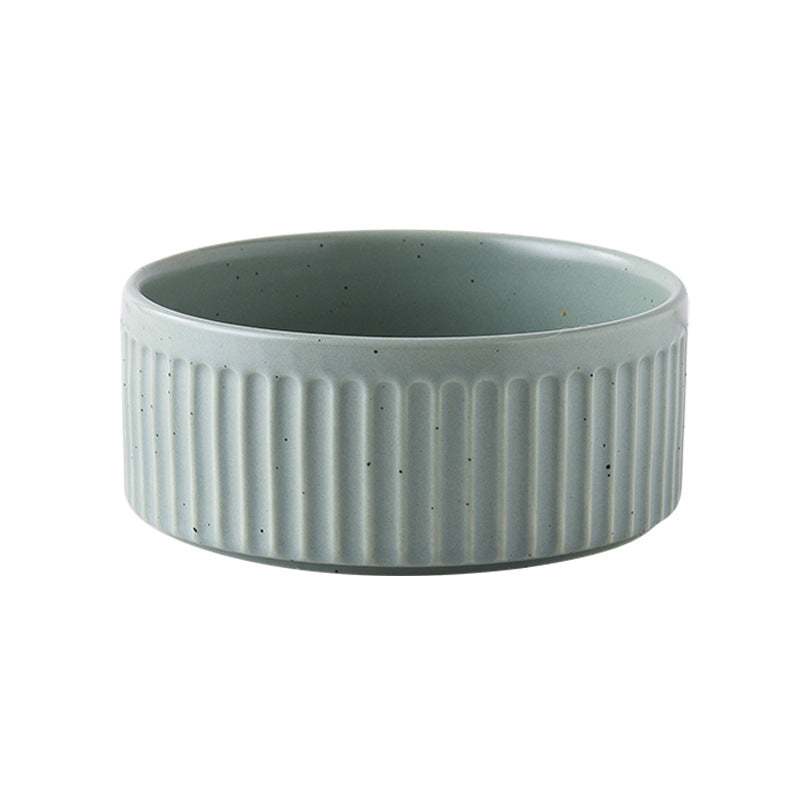 Single, Double or Triple Ceramic Pet Bowls on Wood Base - InspirationIncluded