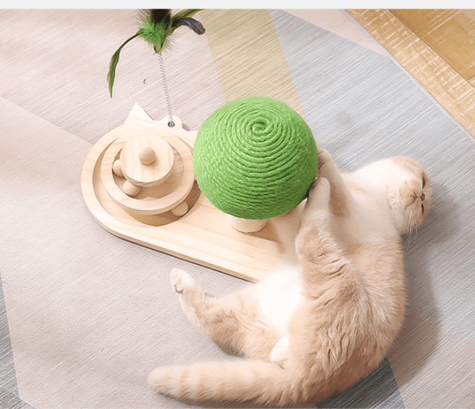 2 in 1 Sisal Cat Toy and Scratching Post For Active Play