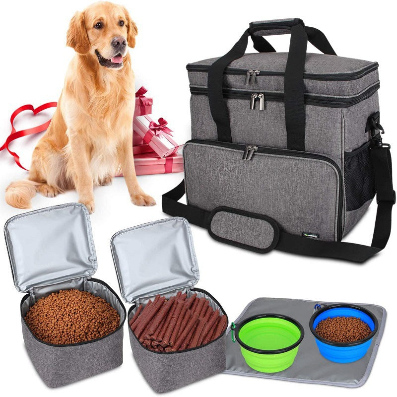 Deluxe Pet Travel Storage Bag With Multiple Sections Pet travel bag - InspirationIncluded