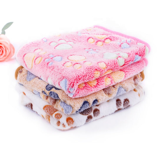 Fleece Pet Blanket With Paw Design - Various Sizes Fleece Blanket - InspirationIncluded